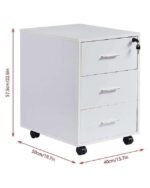 3 Drawer Mobile File Cabinet White | Dubai & UAE - Image 2