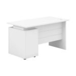 White Office Table Integrated Drawer | Dubai & UAE