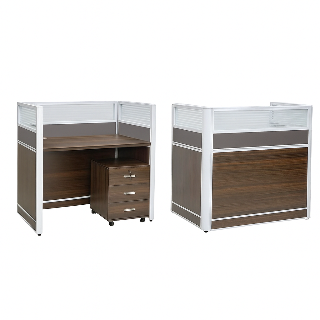 ChatGPT-Image-Dec-7-2025-04_40_30-PM.png Compact Cubicle Workstation With Mobile Drawer Coffee Finish | Dubai & UAE - Image 1