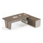 Modern Executive Office Desk Oak Khaki | Dubai & UAE - Image 2