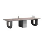 Luxury Executive Curved Meeting Table Dark Walnut Finish | Dubai & UAE