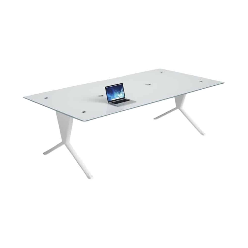 Squire-Meeting-Table-Glass.jpg Evergreen Glass Meeting Table White | Dubai & UAE - Image 1