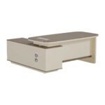 EliteWave Rounded Executive Office Desk Beige & Khaki Finish | Dubai & UAE